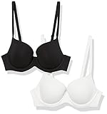 Amazon Essentials Reggiseno in Cotone Coppa Piena Donna, Pacco da 2, Bianco/Nero, 2D