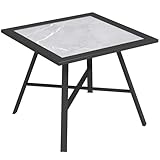 Outsunny Tavolino quadrato tavolo da giardino esterno con piano di lavoro effetto pietra, tavolo da esterno terrazza patio 55 x 55 x 46 cm nero e grigio