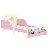 AIYAPLAY Letto per Bambini 3-8 Ann Basso con Spazio Contenitore e Sponde Laterali, Lettino per Bambini in MDF e Compensato, 150x77x60 cm, Rosa