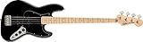 Squier by Fender Affinity Series Jazz Bass Chitarra, Tastiera in Acero, Battipenna Nero, Nero, Include lezioni virtuali gratuite su Fender Play