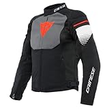 Dainese - Air Fast Tex Jacket, Giacca Moto Estiva, Tessuto QuickDry, Protezioni Morbide su Spalle e Gomiti, Giacca Moto da Uomo, Nero/Grigio/Bianco, 60