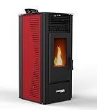 Stufa a Pellet 10kW ad Aria Ventilata Rodi Riscaldamento Alta Efficienza 100mq (Bordeaux)