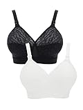 Playtex Soutien-Gorge Cœur Croise 165 X2 Reggiseno Senza Ferretto, Multicolore (Noir/Blanc 04x), 3E (Taglia Produttore: 90E) (Pacco da 2) Donna