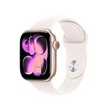 Apple Watch Series 11 GPS + Cellular, Cassa 42 mm in alluminio color oro rosa con Cinturino Sport rosa fard - S/M