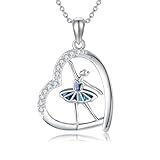 DAYLINLOVE Collana con ballerina, in argento Sterling 925, con cuore, balletto, ballerina, idea regalo per donne, Nessuna pietra preziosa