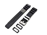 Generico Cinturino in Gomma compatibile con Promaster Aqualand orologio Ny 0040 jp2000 nd limits strap da 20mm 22mm 24mm universale per Sub Diver sport Black (22mm)