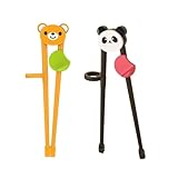 2 Paia di Bacchette da Allenamento, Bacchette per Bambini Principianti in Fase di Apprendimento, Bacchette Sushi Bambini, Per Bambini Cinesi Da Addestramento Cute Animal Cartoon Design Bacchette
