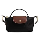 Mini borsa a tracolla colorblock alla moda da donna, borsa quadrata tinta unita con tracolla regolabile, borse a mano (Black,One-Size)