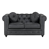 Totò Piccinni Divano CHESTER design vintage retrò classico trapuntato piedini in legno (2 Posti, Effetto Nab. Grigio)