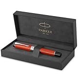 Parker Duofold Classic Big Red Vintage Centennial Penna stilografica, punta in oro puro sottile, inchiostro nero e adattatore