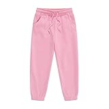 Pantaloni della tuta in cotone per ragazzi spessi e caldi pantaloni harem lunghi con tasche per bambini tinta unita elastico in vita pantaloni sportivi da corsa con tasche, rosa, 3-4 Anni