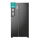 Hisense RS711N4AFE Frigorifero Side by Side, Grande capactià 550 litri, Nero, Total No Frost, Convert active zone, Classe E, Motore Inverter, Controllo Elettronico Touch, Cassetto Fresh Crisper