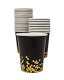 Party Chic - Bicchieri usa e getta a pois, in lamina dorata, confezione da 50 pezzi, colore: Nero e Oro