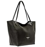 PATRIZIA PEPE Shopping in pelle martellata con doppi manici e Fly a rilievo nero Taglia Unica nero