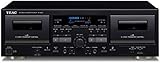 Teac W-1200(B) Dual Cassette Deck (lettore di cassette, registrazione/riproduzione, ingresso microfono per karaoke e annunci, uscita USB per la registrazione digitale su PC/Mac), nero