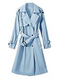 Tuopuda Trench Donna Primaverile Autunnale, Cappotto Doppiopetto Lungo Classico Antivento, Giacca a Maniche Lunghe Trenchcoat Cappotti Mantello Windbreaker Giacche con Tasche, Blu, M
