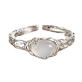 Anello a fascia aperta regolabile in agata bianca minimalista artigianale indice gioielli da donna Boho accessorio impilabile uso quotidiano