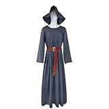 MeYuxg Costume Gandalf, Costume da mago di Halloween da uomo, cappello da mago grigio, cintura, Costume da uomo Halloween Carnevale, M