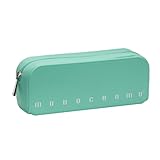 Pigna, Bustina trousse in morbido Silicone, Monocromo Pastel, 20x6x7.5 cm, Colore Verde delicato, Confezionato singolarmente
