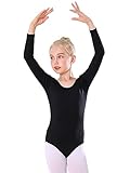 Bezioner Body Danza Classica Bambina Body Ginnastica Artistica Bambina Ballet Leotard Manica Lunga per 3-12 Anni Nero 130
