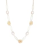 Dazylleco Collana Donna Oro Lunga Collana Catena Lunghe con Perline Grosse di Cristalli Bigiotteria Oro Regalo per Lei(Transparent White)