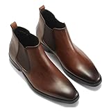 Stivaletti Chelsea in pelle, slip-on, scarpe da uomo, stivali da motociclista, scarpe da uomo in stock(Brown,41)