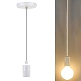 ChaoZan Portalampada attacco E27 a sospensione con cavo pendente in metallo porta lampada da soffitto lampadario bianca per Camera da letto sala da pranzo corridoio cucina soggiorno Ristorante