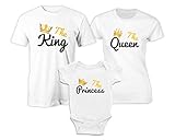 Tris Famiglia - Magliette e Body Bimba - King - Queen - Princess - Principessa - Re - Regina - Bimba - Magliette e Body neonato - Festa della Mamma - T-shirt Famiglia