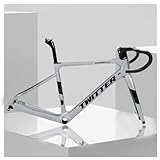Carbon 700C Road Bike Frameset 45/48/51/54cm Frame with Bike Fork Disc Brake Thru Axle 12x100mm/12x142mm Bicycles Frame Internal Routing (Color : Titanium, Size : 45cm)