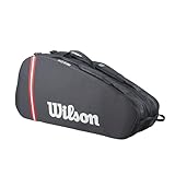 Wilson Borsa da Tennis Tour 6, Borsa Versatile Con Spazio Dedicato Per La Racchetta, Sezione Per Le Scarpe e Spaziosa Tasca Per Gli Accessori, Doppie Opzioni Di Trasporto, Colore: Nero