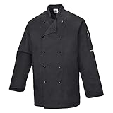 Portwest C834BKRL Giacca da Chef Somerset, Nero, L