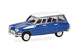 herpa modellino auto Citroën AMI 6 Break, blu genziana/tetto bianco, miniatura in scala 1:87, da collezione, Made in Germany, modello in plastica