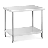 Royal Catering RCAT-100/70-NW Tavolo da Lavoro Piano di Lavoro per Cucina (100 x 70 x 85 cm, Carico max. 95kg, Piedini regolabili, Acciaio inox)