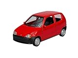 Welly modello auto compatibile con Fiat Seicento rosso ca 1/34-1/39 Metal Model Auto Die Cast Nuovo in scatola