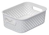 SmartStore Cestino portaoggetti piccolo, 1,6 l, bianco, per cucina, bagno, ufficio, giocattoli, cestino con manici, impilabile, 20,5 x 14,5 x 7,5 cm