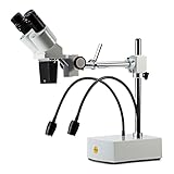 SWIFT Microscopio stereo binoculare 10X/20X ingrandimento grandangolo oculari 2 luci LED flessibili braccio orientabile compatibile con fotocamera S41-20