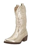 Elara Stivali da Cowboy Donna Motociclista Chunkyrayan DEN928 Golden PU 38