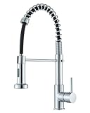 TVTIUO Miscelatore da Cucina con Doccetta Estraibile, Rubinetto per Lavello, Maniglia Singola Girevole a 360° in Acciaio Inox ad Alta Pressione (Galvanica)