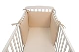 GHIOCUSCINI | Protezione Lettino Culla Neonato, 100% Cotone POIS NOCCIOLA,Traspirante, 43x180cm, Made in Italy, Protezione Morbida e Sicura, Facile da Fissare e Lavare