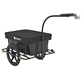 Juskys Rimorchio per bicicletta da 90 litri - rimorchio da carico con gancio, timone - rimorchio per bicicletta 40/80 kg di portata - rimorchio da trasporto con telo protettivo
