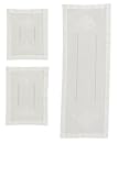 Corredocasa Tris Centrini Ricamati a Mano, Misto Lino Set 1 Runner da Tavola Rettangolare 40x90 cm e 2 Centri Tavola 30x40 cm Centrini Moderni per Mobili, Cucina, Sala da Pranzo (Disegno 1 Bianco)