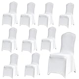 Tigerkinwit Copertura della Sedia 10 Pezzi Coprisedie da Pranzo in Spandex Elastici Lavabile Universale Copri Sedie Stretch con Schienale per Sala da Pranzo Feste Hotel Ristorante Cucina(Bianco)