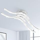 Zewanny Plafoniera LED Soffitto 60 cm,Lampadario Moderno Camera da letto,ondulata acrilica 4 barre luminose integrate,per sala da pranzo soggiorno,32W 5500K 3520lm