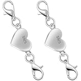 2 Pezzi Ganci per Braccialetti, Gancetti per Collane, Chiusure per Collane Magnetici, Chiusura Magnetica a Forma di Cuore in Argento Sterling 925, Accessori per la Creazione di Gioielli Fai da Te