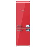 Cecotec Frigorifero Combinato Retro da 300L Bolero CoolMarket Combi Origin 300 Red E, Classe E, LED interno, Crisper Box, controllo della temperatura, maniglia cromata e ripiani in vetro.