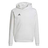 adidas Entrada 22 Sweat Hoodie, Felpa con Cappuccio Unisex-Bambini, White/Black, 7-8 Years