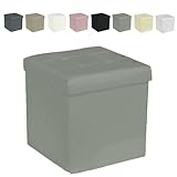 GARGIX PUFF POUF CONTENITORE QUADRATO ECOPELLE PANCA BAULE TRAPUNTATO (SEL-Fango)