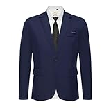 Zanisouta Giacca sportiva da uomo, sportiva, blazer, estiva, sportiva, taglie grandi, da uomo, moderna, leggera, elasticizzata, slim fit, per il tempo libero, per matrimoni e smoking, O blu navy, 3XL