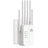 Ripetitore WiFi,Amplificatore di Segnale Wi Fi,6 Antenne,2 Porte LAN,WiFi Extender,Modalità Ripetitore/Router/AP,Range Extender Wifi Domestico e Ufficio con Copertura Fino a 10000 Piedi Cubi