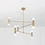 Lampadario moderno a 12 luci con bracci regolabili Cucina contemporanea Camera da letto Camera da letto con montaggio a semi-incasso Soffitto a sospensione Illuminazione a sospensione dorata Mid Centu